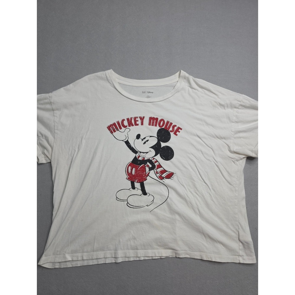 Gap Disney T-Shirt Womens 2XL White Mickey Mouse Graphic 100% Cotton Crew Neck